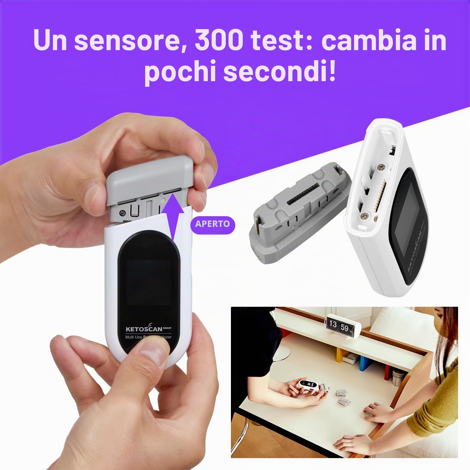 Misuratore di chetosi KETOSCAN MultiGenix - misura i chetoni nel respiro - dispositivo di test professionale per la dieta chetogenica e la dieta keto