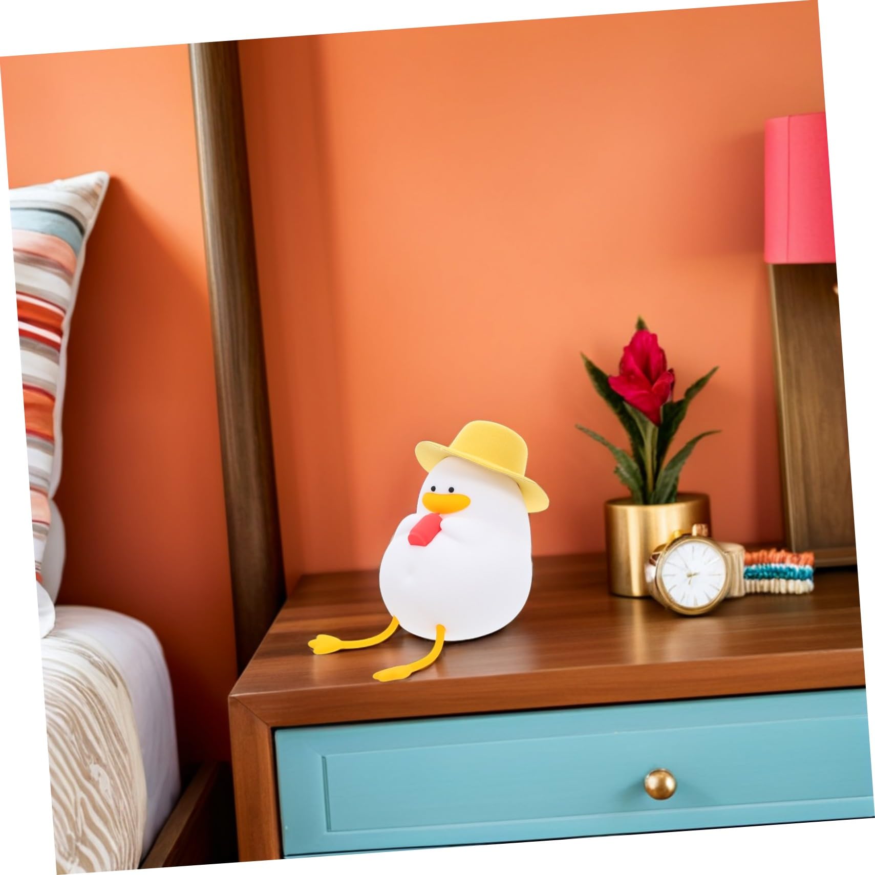 WOONEKY Luz Nocturna de Silicona Forma de Pato para Habitación Infantil Control Táctil y Brillo Suave