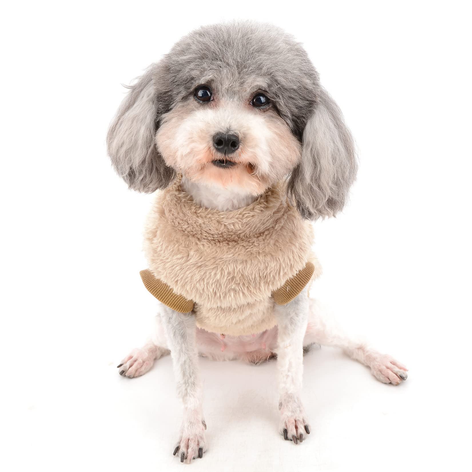Zunea Pull-Overs en Polaire pour Petits Chiens Manteau d'hiver Chaud Doux et Pelucheux avec Anneau en D pour Harnais et Laisse Chiot Chien/Chat Veste Vetement pour Chihuahua Yorkshire Marron S