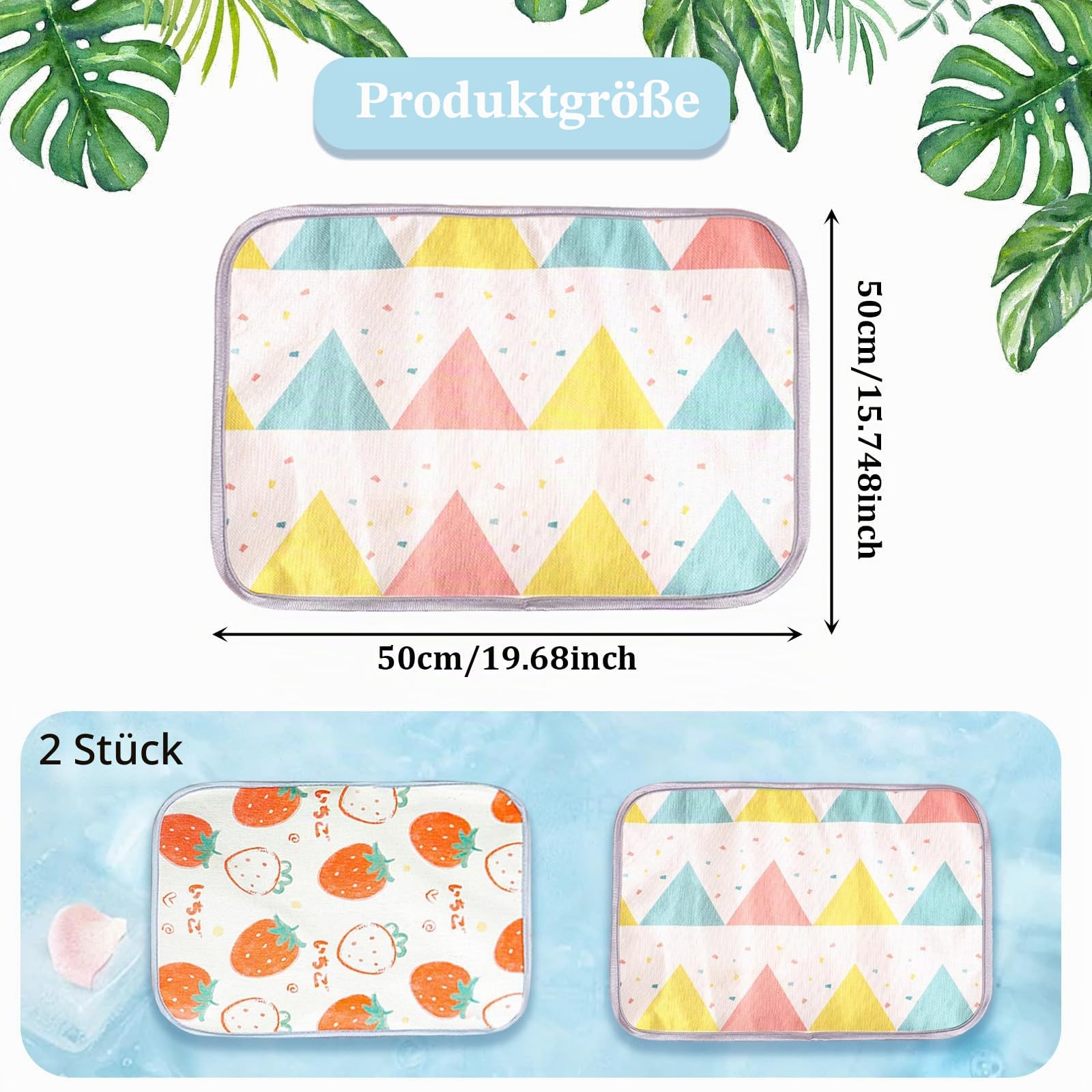 2er-Pack Haustier Kühlmatte, Waschbares Kaninchen-Kühlkissen, 50x40cm Katzen Kühlbettchen Selbstkühlende Matte, Haustier Eismatte Sommer Hamster Kühlkissen, Kühlplatte für Kaninchen