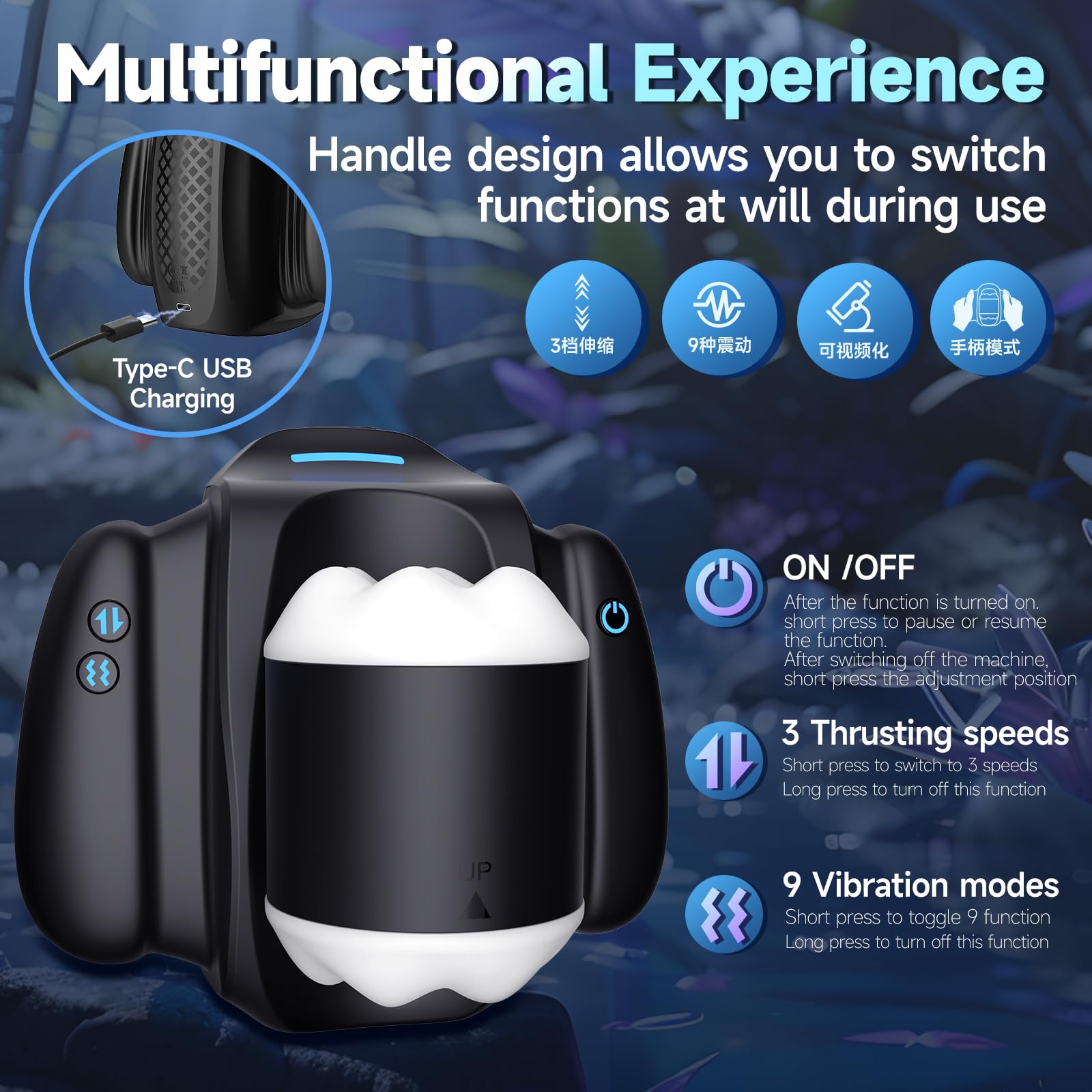 Masturvatore per Uomo Sex Toys, Masturbatore Maschile Vibratore per Uomo Professionale, Masturbatore per Pene Automatico con 9 Modi di Vibrazione, Masturbazione Maschile Toys Sessuali per Uomini