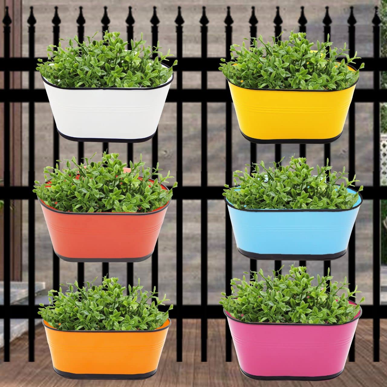 ecofynd 10 inches Raven Balcony Railing Planter, Hanging Flower Pots for Grills, Home Gardening Plant Pots, Pack of 6: Multicolor (B07JJMSJ6Z) Amazon Price History, Amazon Price Tracker