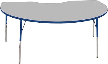Commercial Furniture Adjustable-Height Kidney Activity Table, 72" W x 48" D, NOR-RCEKD72C-GBL