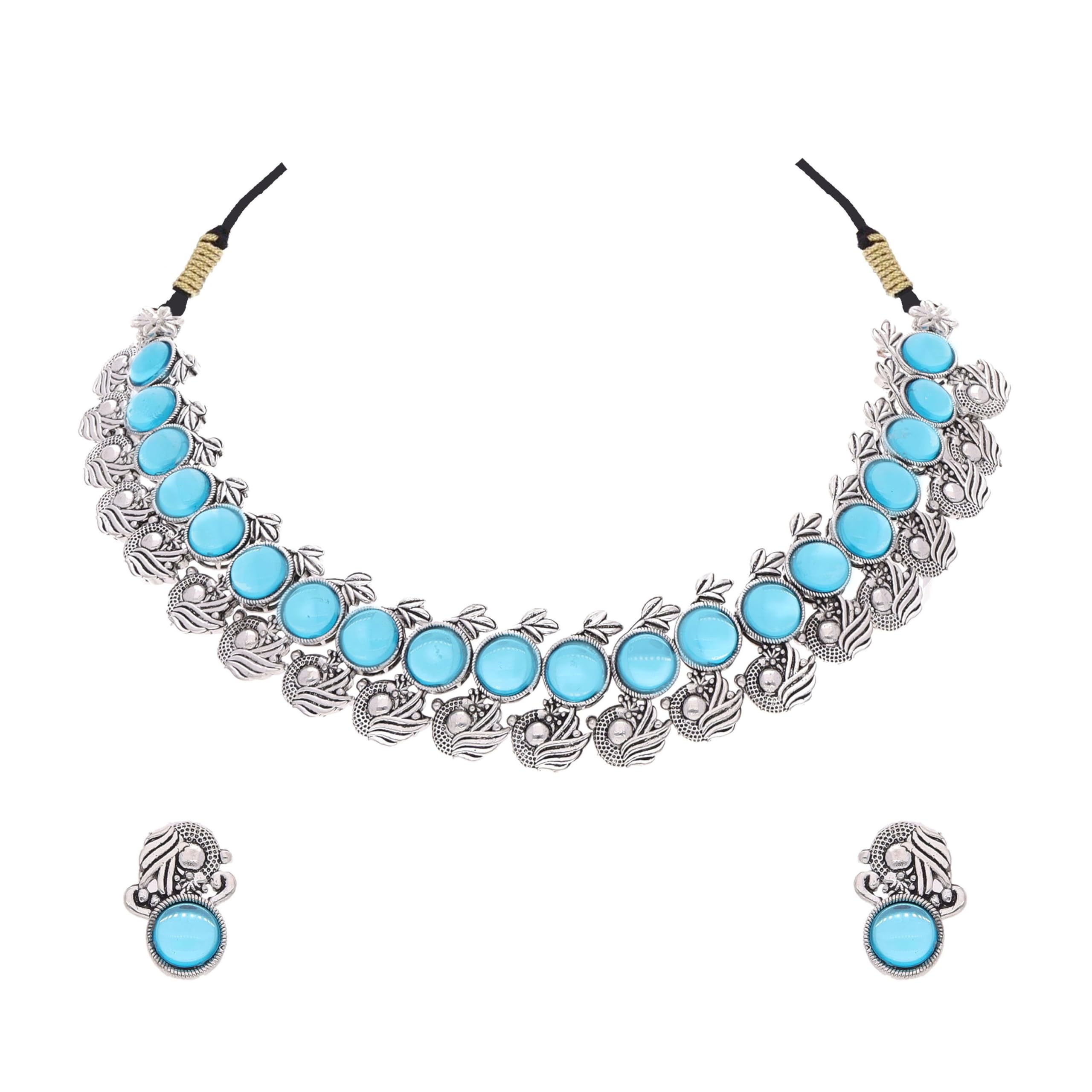 Brado jewellery Contemporary Handcrafted Stylish Oxodise Artificial Stone Silver Plated Jewelry Choker Necklace Set With Matching Pair Of Earring For Women & Girls. (B0D7Q36ZWY) Amazon Price History, Amazon Price Tracker