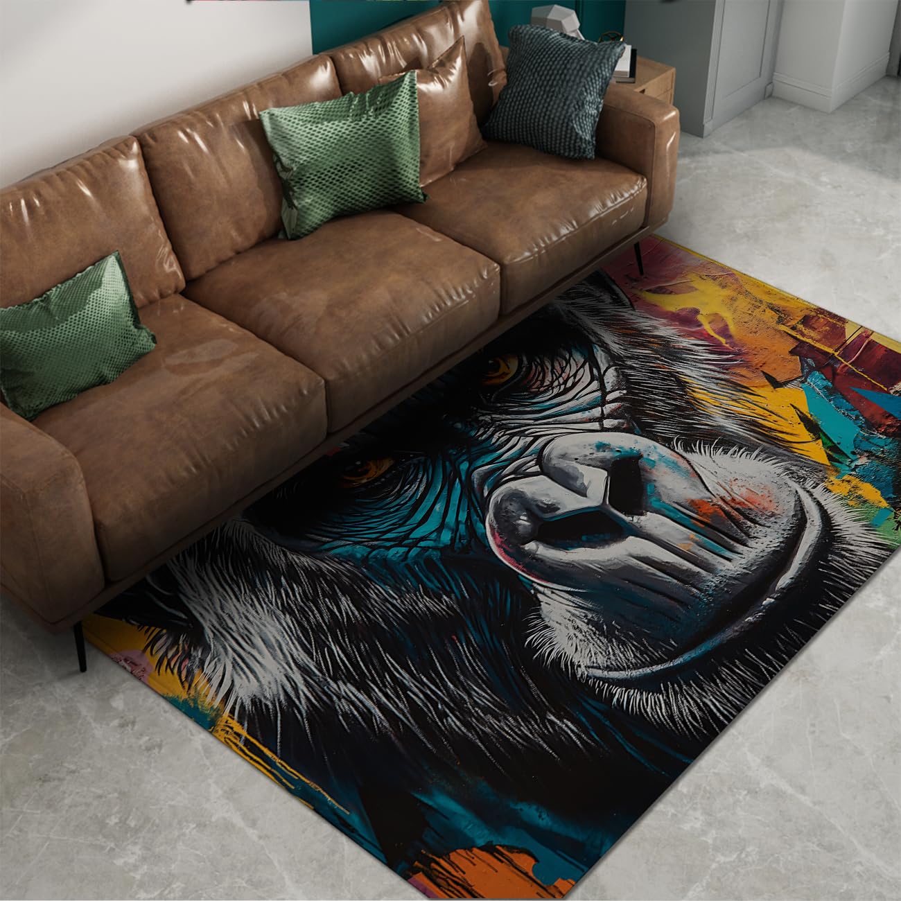 Descente de lit Gorilla 100x150cm au design graffiti animalier