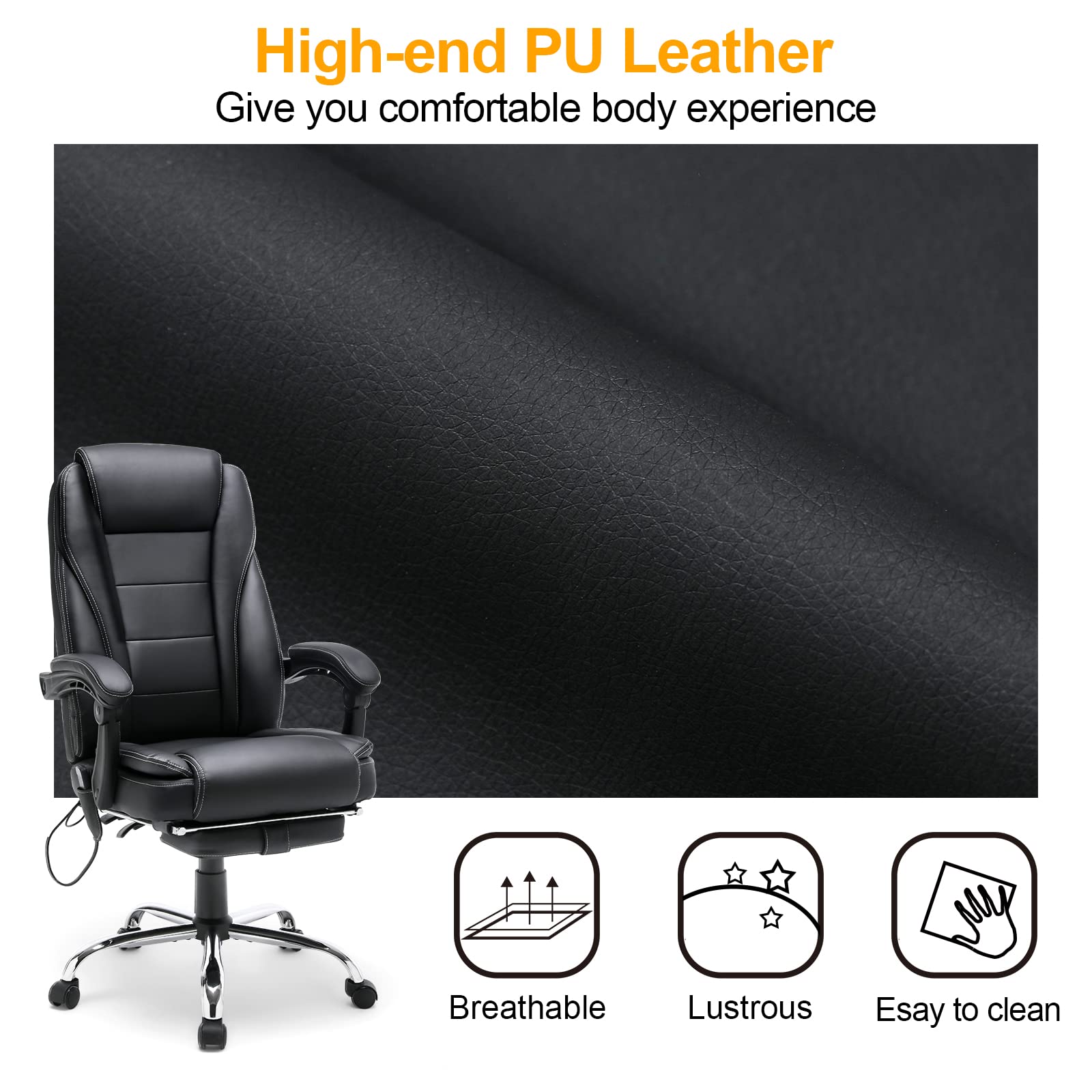 HOMREST Executive Office Chair, Ergonomic High Back Cushion Lumbar Back