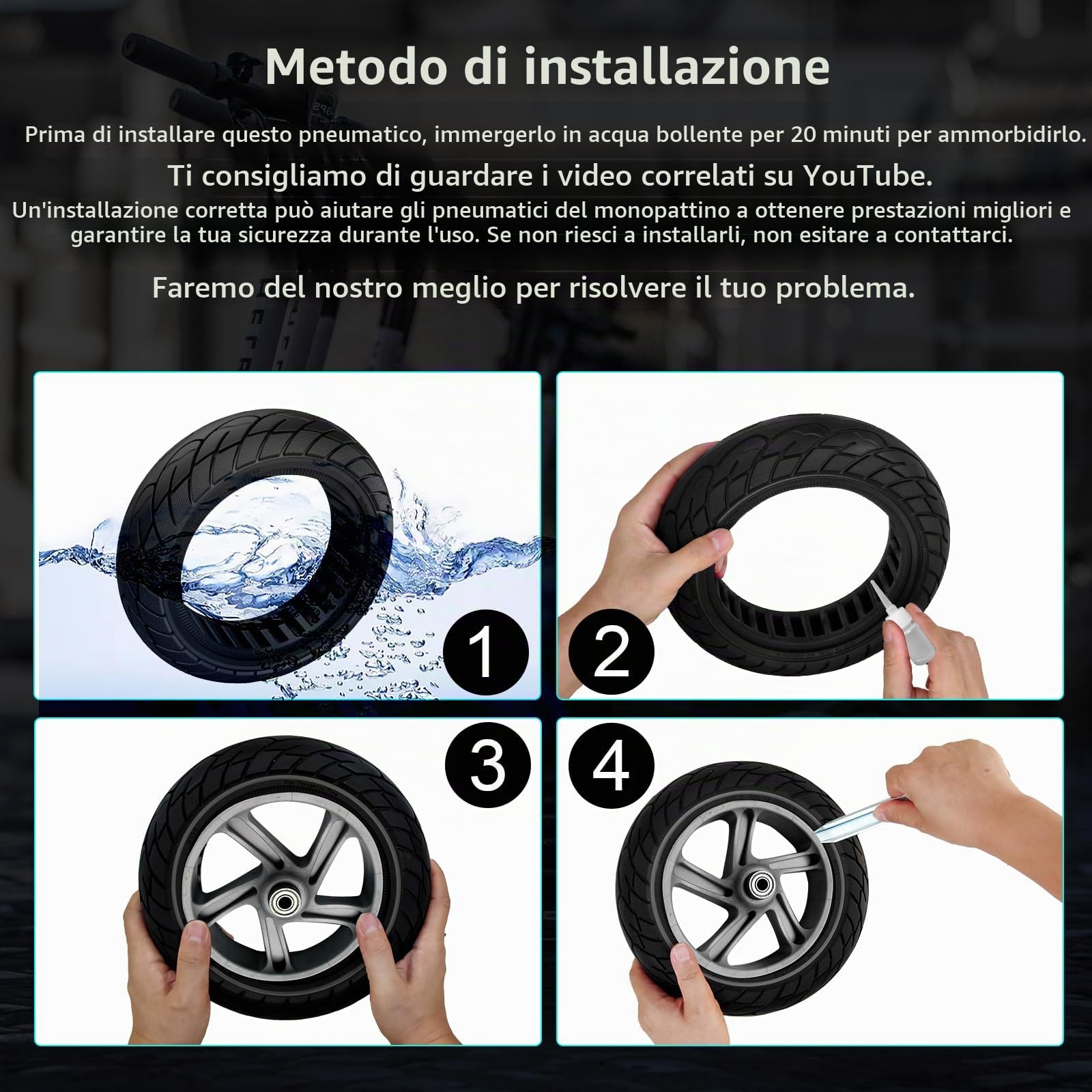 OUXI Pneumatico Solido 10x2.5 Pollice Pneumatici Pieno 10x2.5 Anti Scivolo, Pneumatico Solido Per Scooter elettrico Ad Alto Rimbalzo E Assorbimento Degli Urti