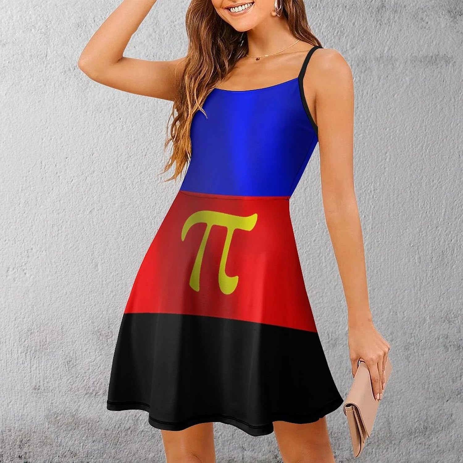 Flag of Polyamory Short Cami Dress for Women Adjustable Spaghetti Strap Flowy Sundress Beach Vacation