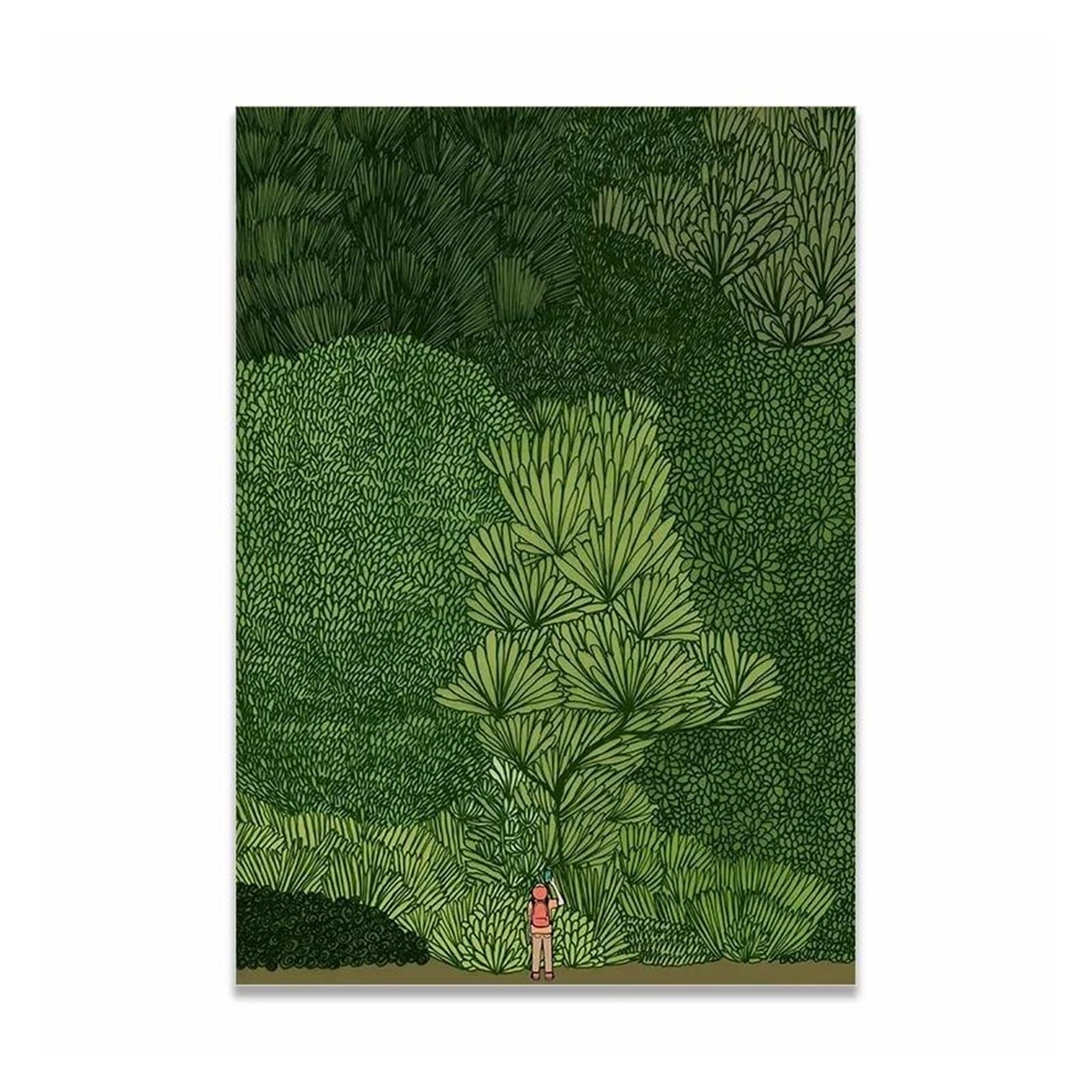 Impression sur toile XENITE 50x70cm, peinture de forêt verte pour mur de salon