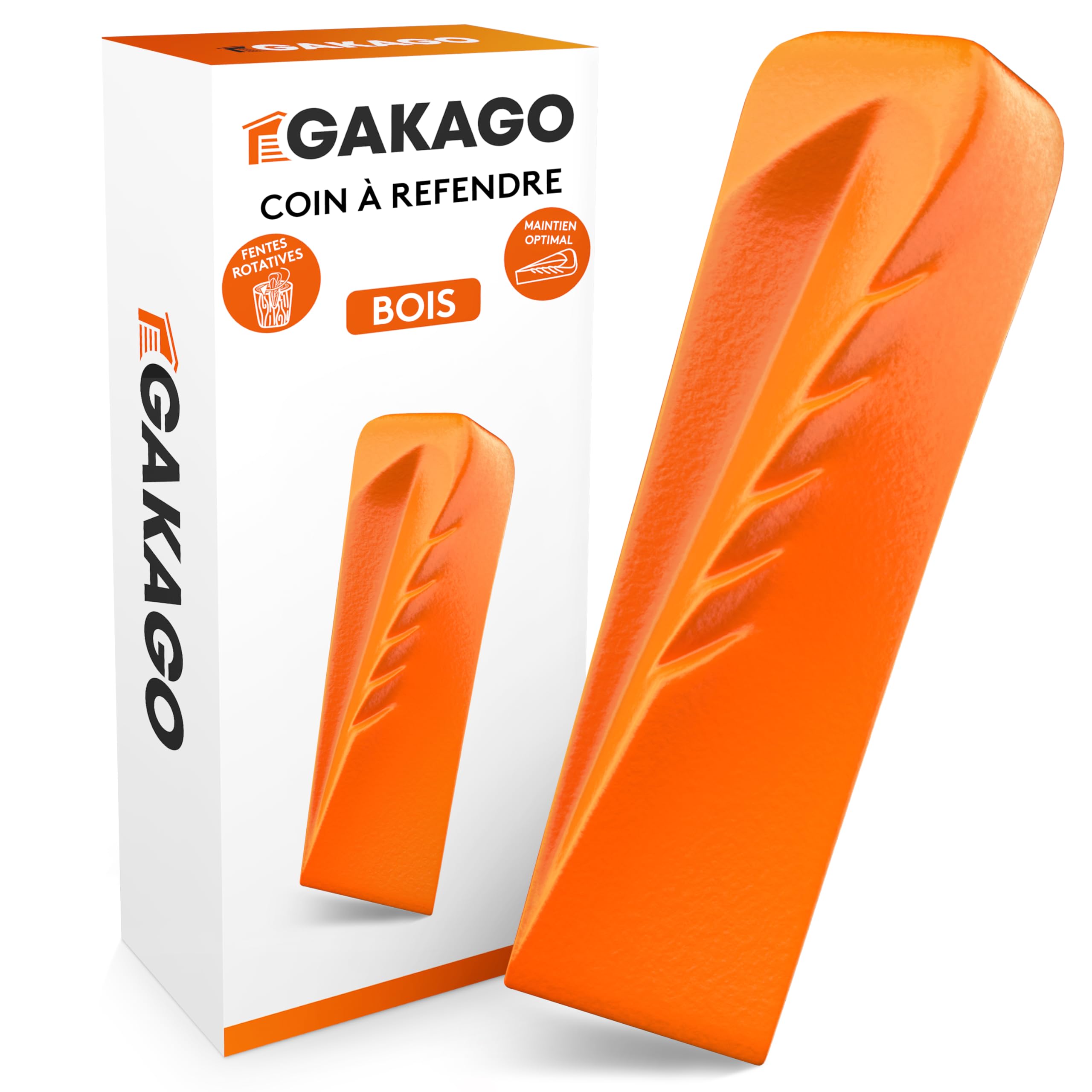 Gakago Coin à fendre pour Le Bois - Coin à fendre Rotatif Puissant avec Un Fort Effet de fendage - Coin à fendre forgé en Acier Massif de Couleur de signalisation et Surface de Frappe Large