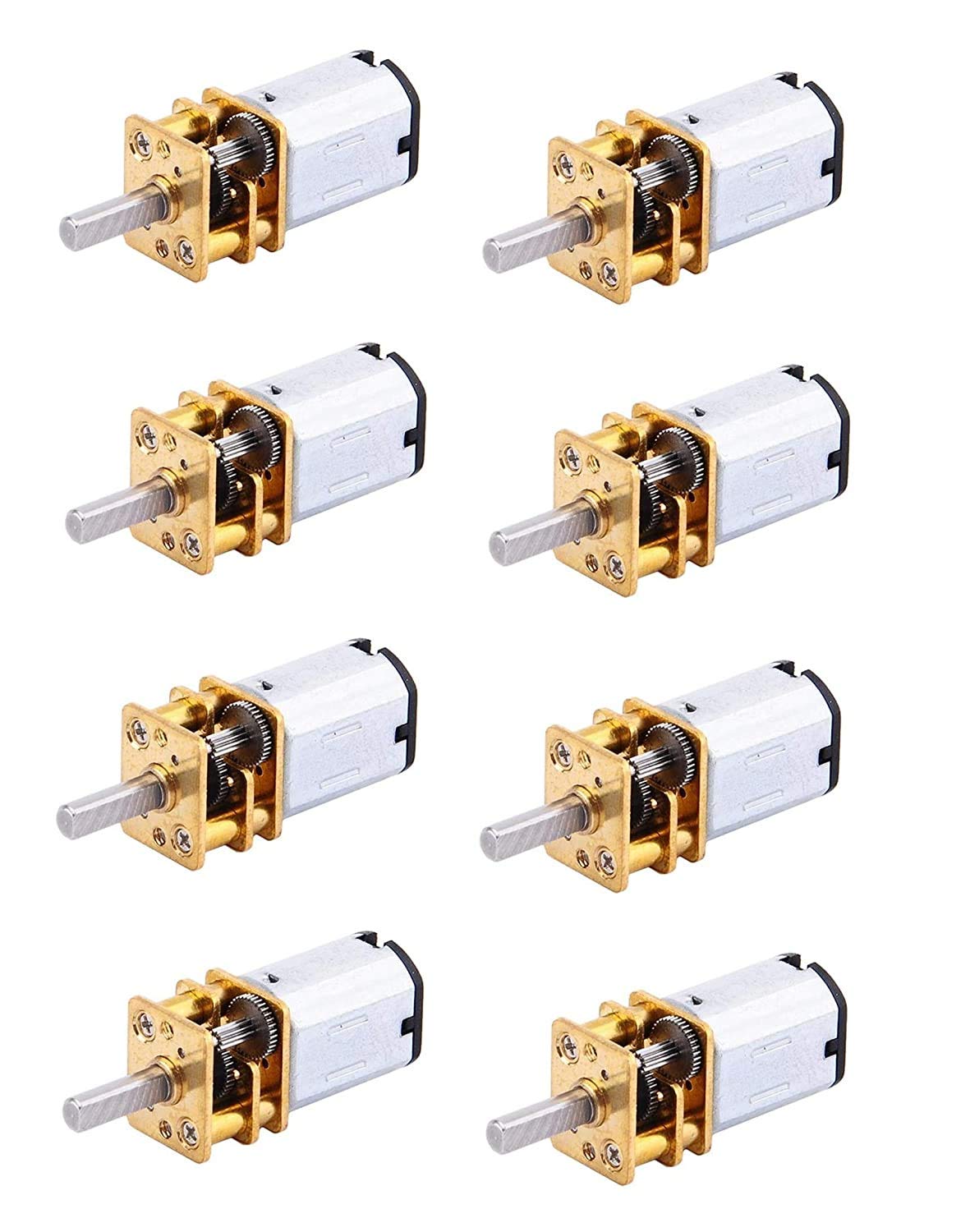 Stookin N20 3.7V - 6V 100 RPM Micro Gear Reduction DC Motor with 30:1 Metal Gearbox For RC Car Robot Toys DIY Motor Control Electronic Hobby Kit Pack of 8