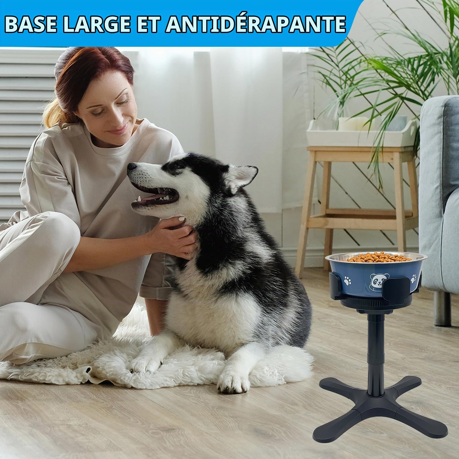 Support De Gamelle pour Chien, 3 Hauteurs Ajustables Porte Gamelles, Gamelle Chien Surélevées, pour Petits, Moyens Et Grands Chiens, Hauteur Et Largeur Réglables
