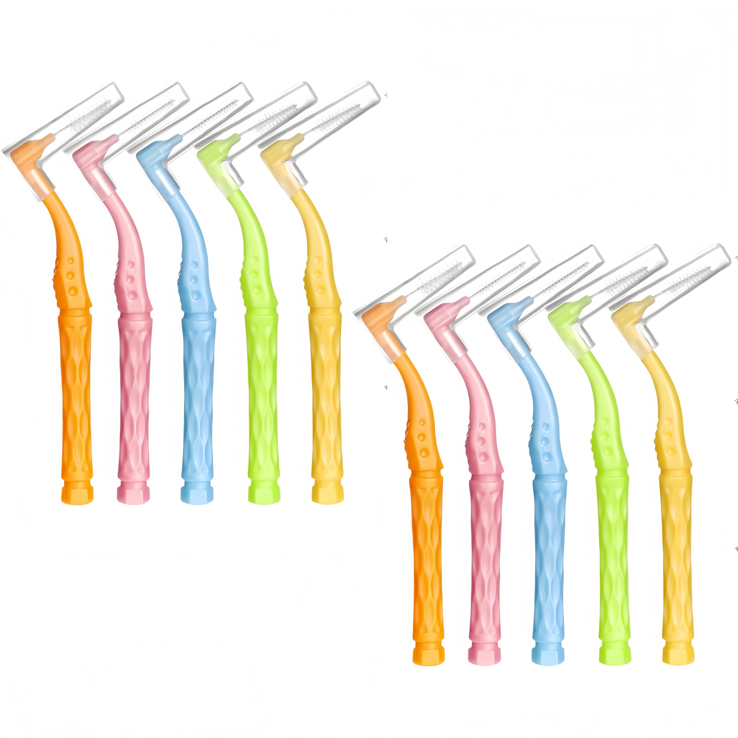 10pcs Interdental Brushes, 5 Sizes Braces Brush Set Soft Dental Brushes with Non-Slip Handle Angled Head Tooth Picks Floss Sticks Dental Floss Brushes for Braces Oral Cleaning-image-14