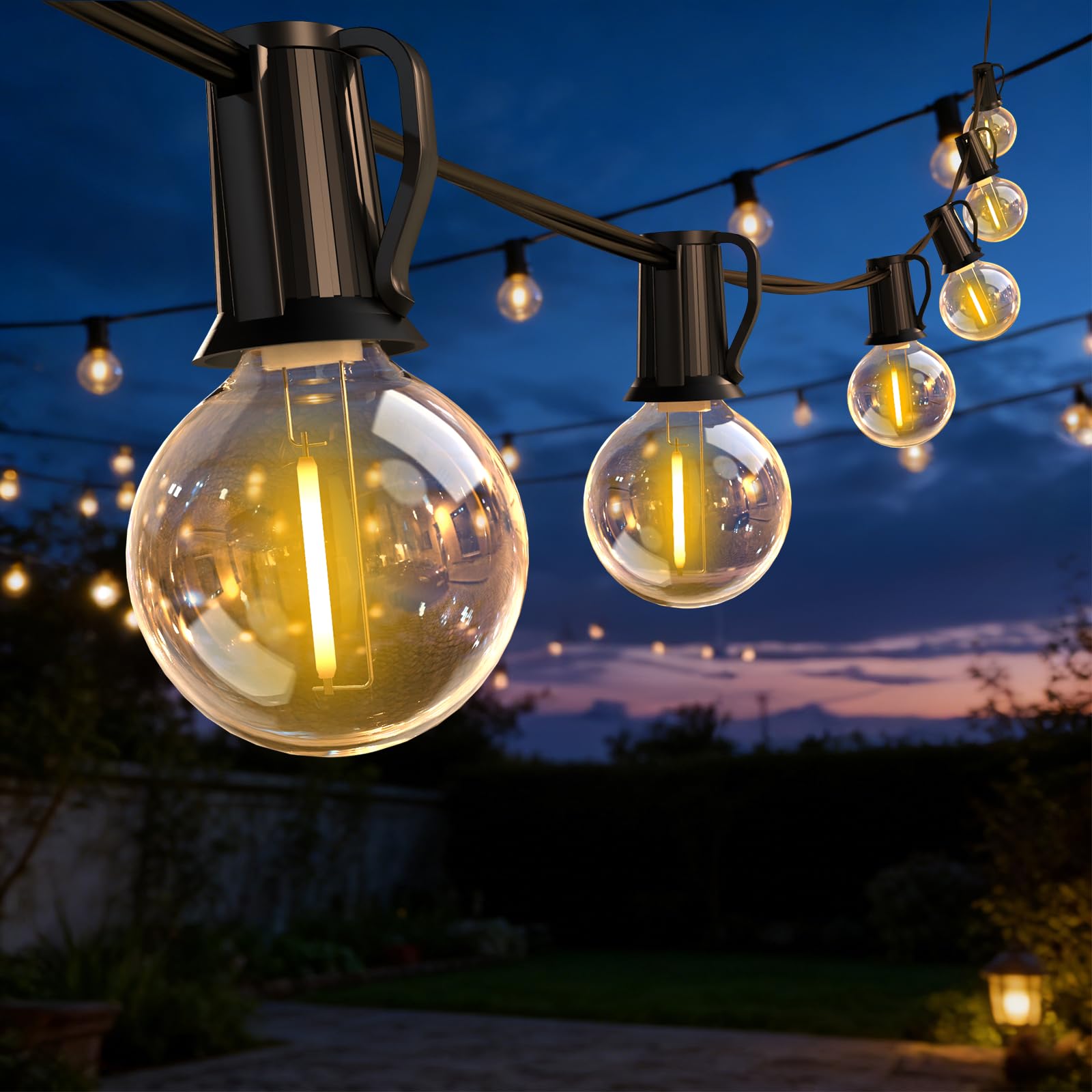 ROVLAK Catena Luminosa Esterno 12M, Luci da Esterno Giardino con 18+3 Lampadine LED G40 in Plastica, IP44 Impermeabile, Lucine 2700K Bianco Caldo per Giardino Terrazza Balcone Casa Festa