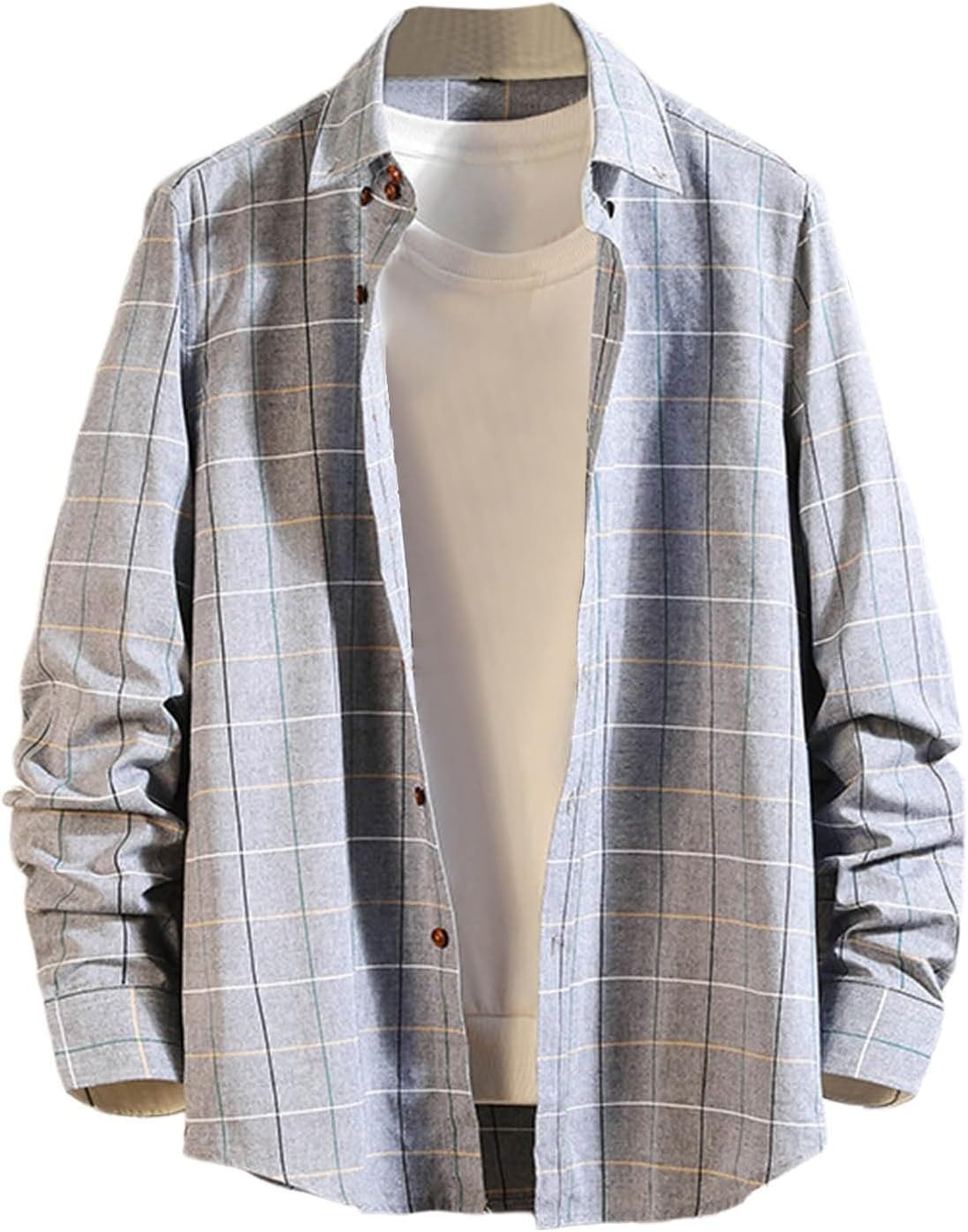 Mens Fall Fashion 2025 Long Sleeve Button Down Plaid Shirt Loose Jackets Casual Fall Outfits Dressy Casual Jackets Top