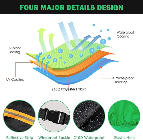 Miniatura 3 de Cubierta para cuatrimotos, tela Oxford 300D, duradera, impermeable, tiras reflectantes para todo tipo de clima (XXL 86 pulgadas, verde)