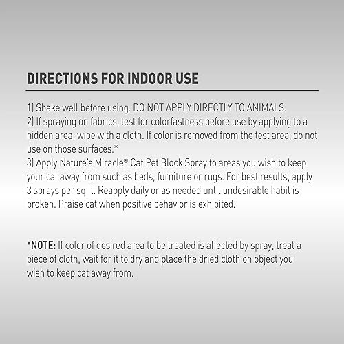 Miniatura 4 de Nature's Miracle Advanced Platinum - Aerosol repelente de bloques de mascotas para gatos, 8 onzas, ayuda de entrenamiento en interiores para gatos