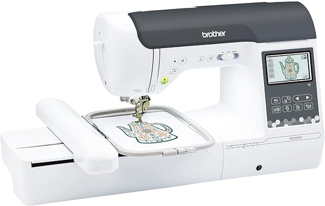 Brother New Model SE2000 Computerized Sewing Machine, Wireless LAN Connected, 193 Embroidery Designs, 241 Built-in Stitches, 5" x 7" Hoop Area, 3.7" LCD Touchscreen Display, White