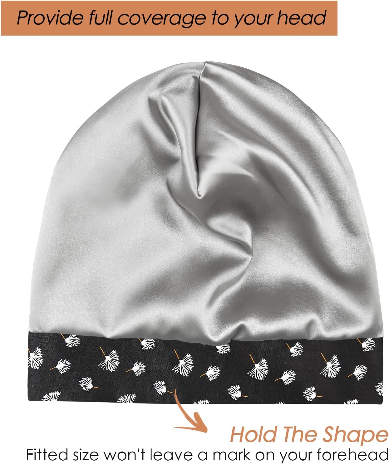 Adjustable Satin Lined Sleep Cap for Dreadlocks Curly Hair Large Head-Stay On Overnight