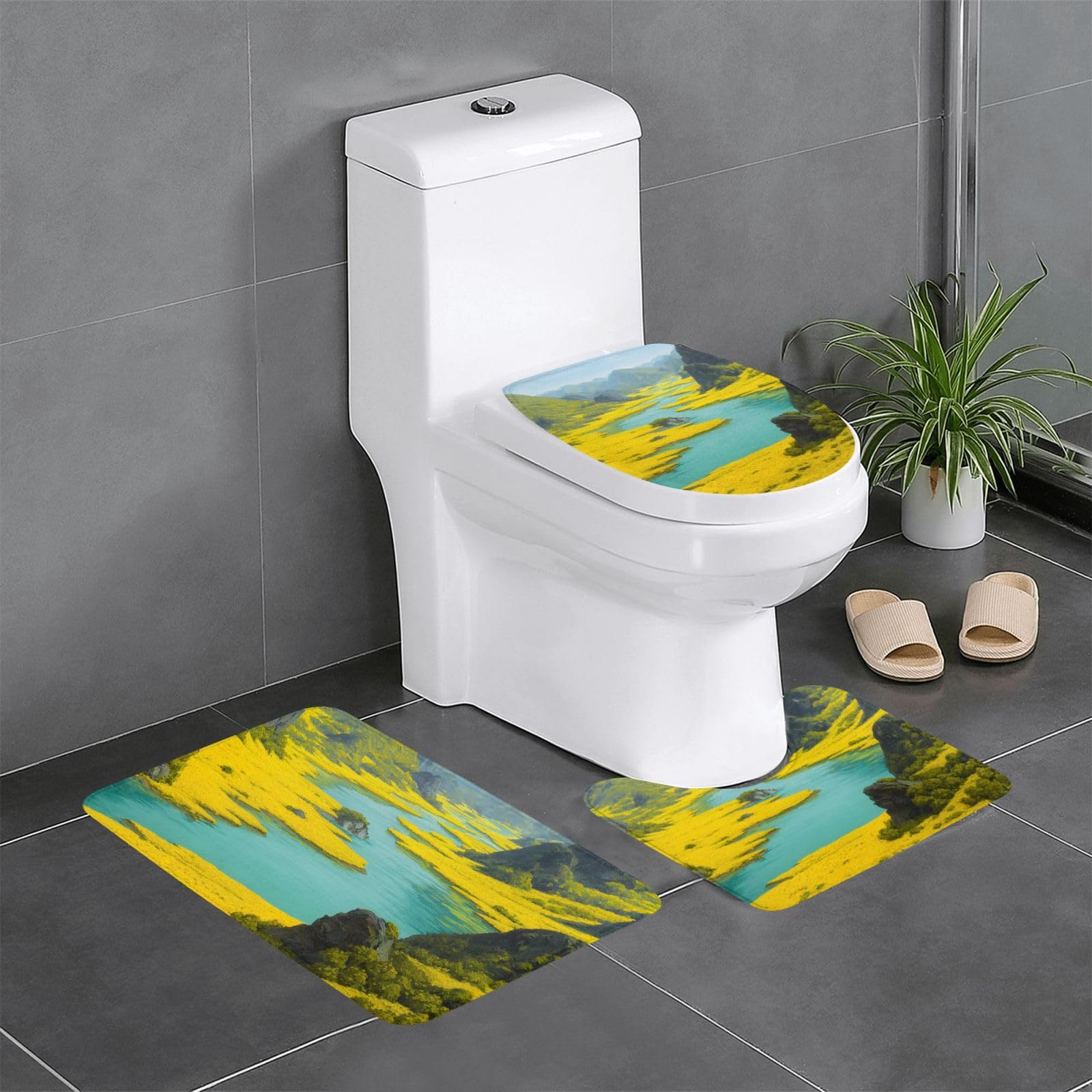 Tapis de salle de bain antidérapant 3 pièces contre le carrelage froid