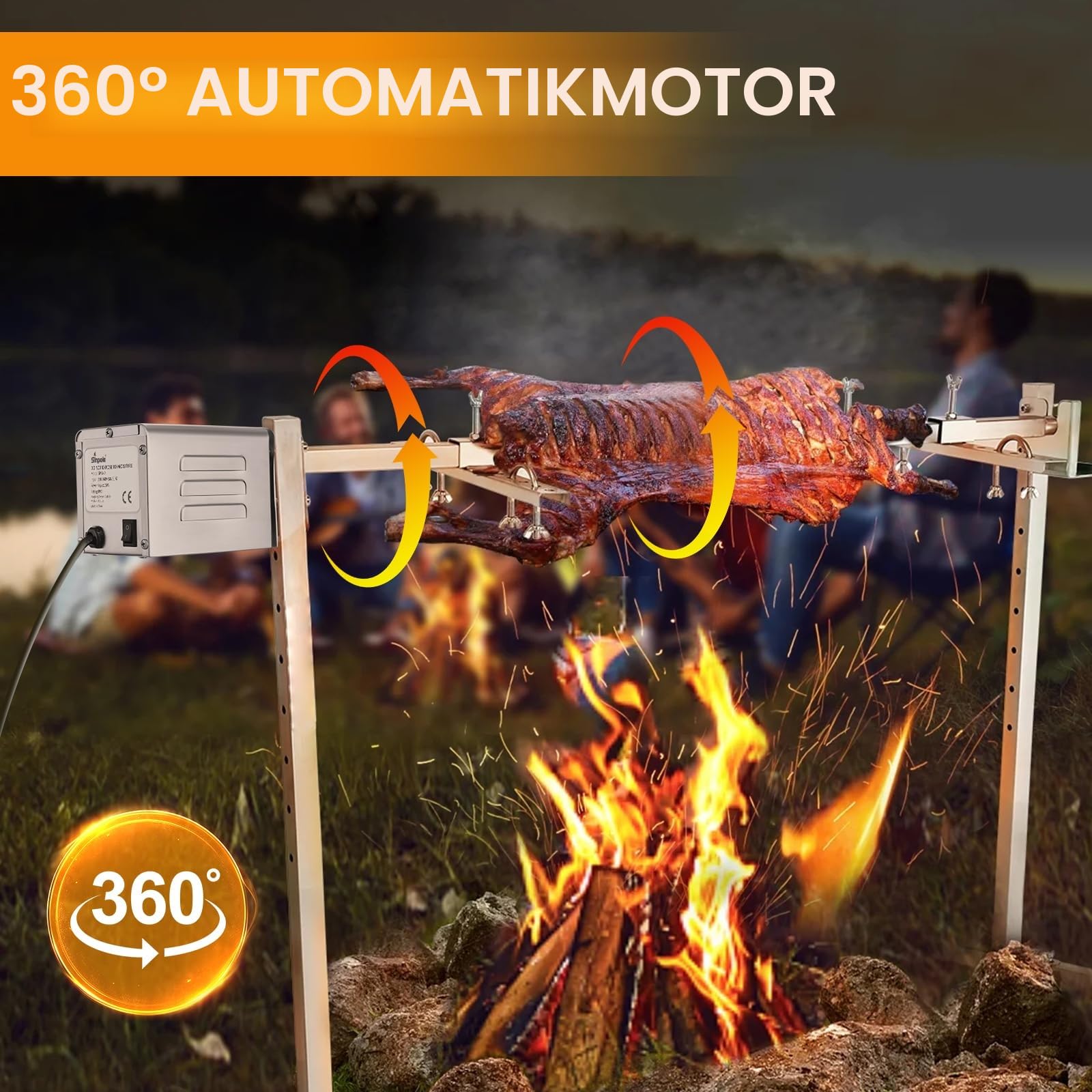 15W SP-S40 60KG/132LBS Edelstahl BBQ Grill Zubehör 2.7 RPM Bräter Elektromotor Ziegenschwein Huhn BBQ Spieß Rotisserie Roaster Grill