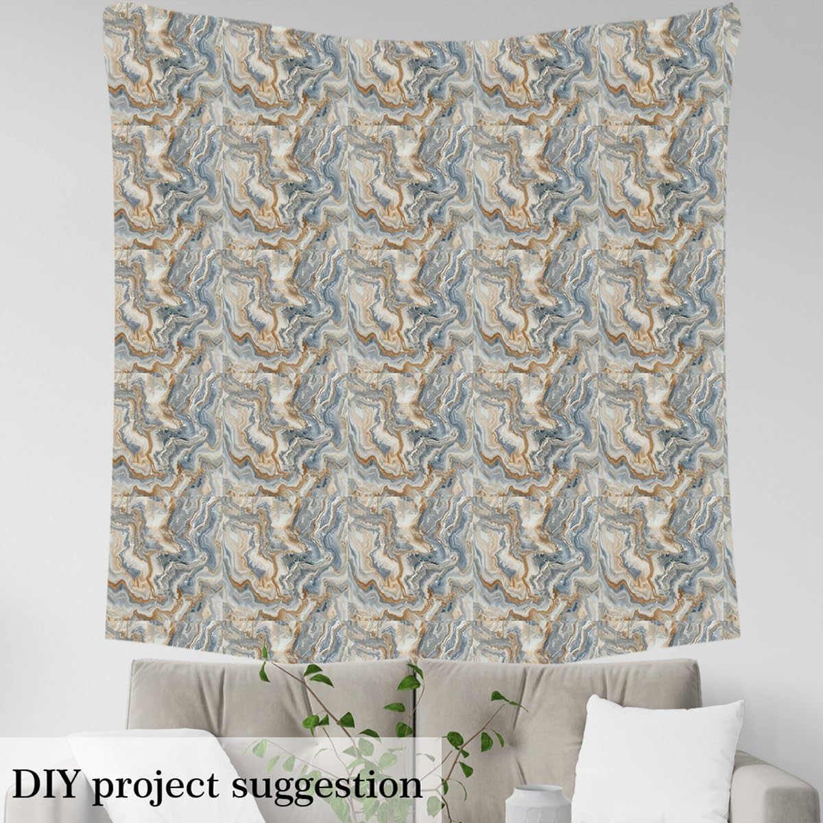 Erosebridal Grey Brown Marble Fabric by The Yard Stone Pattern Upholstery Abstract Texture Decorative Fabric Modern Style Indoor Outdoor for Adult Men Women Waterproof 2 Yards