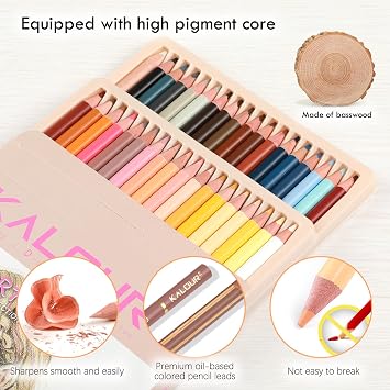 KALOUR PDAS 36 Skin Tones Colouring Pencils Portrait Set Oil Based Prefabricated Drawing Pencils for Beginners Adults Artist Colouring Book Drawing Sketching Art Project with Light Fastness Ratings