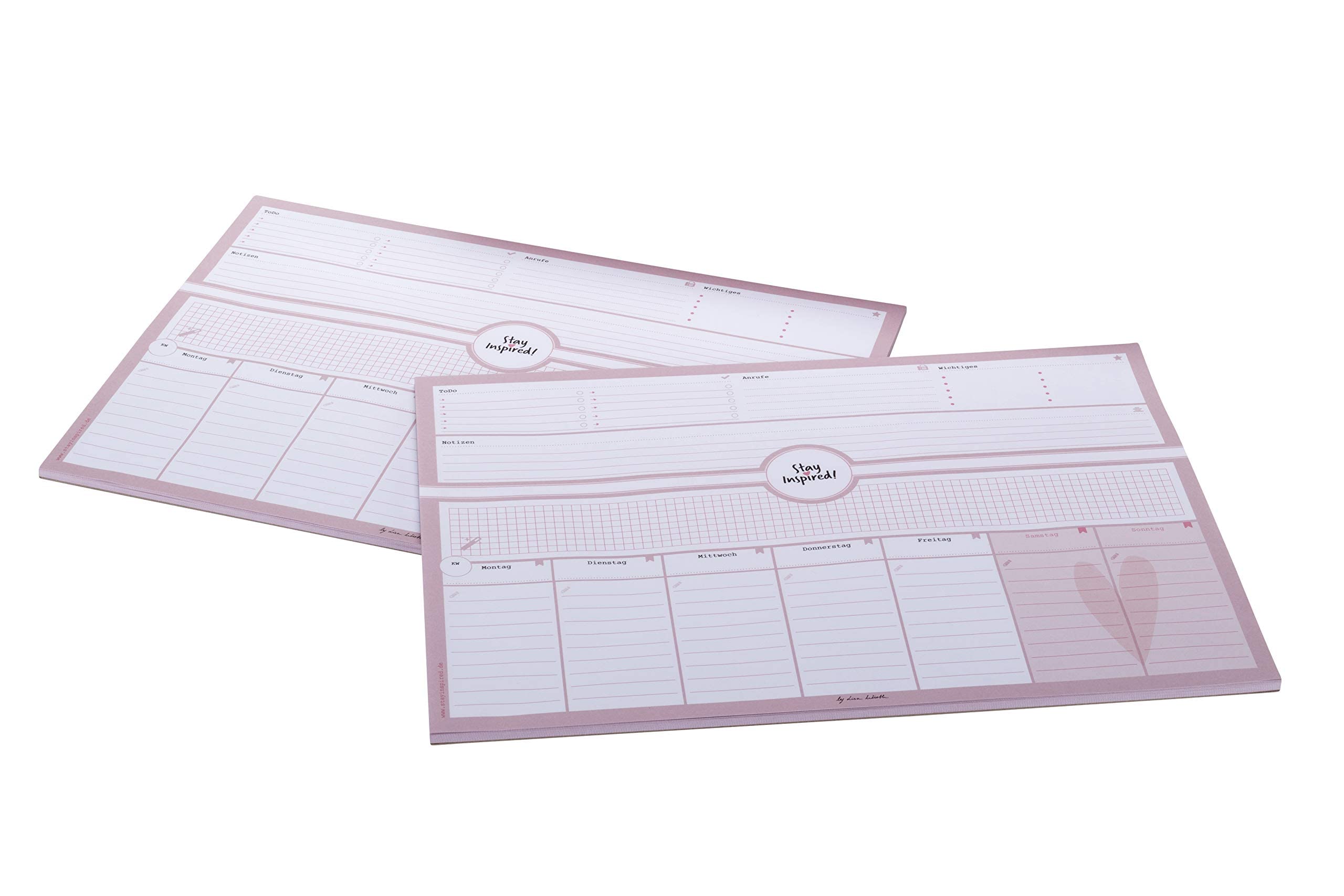 Schreibtischunterlage in pink/rosa aus Papier mit 50 Blatt zum Abreißen –im Format DIN A3 -Für Kinder und Erwachsene – Abrissplaner mit Wochenplaner ... 2023 – Stay Inspired by Lisa Wirth