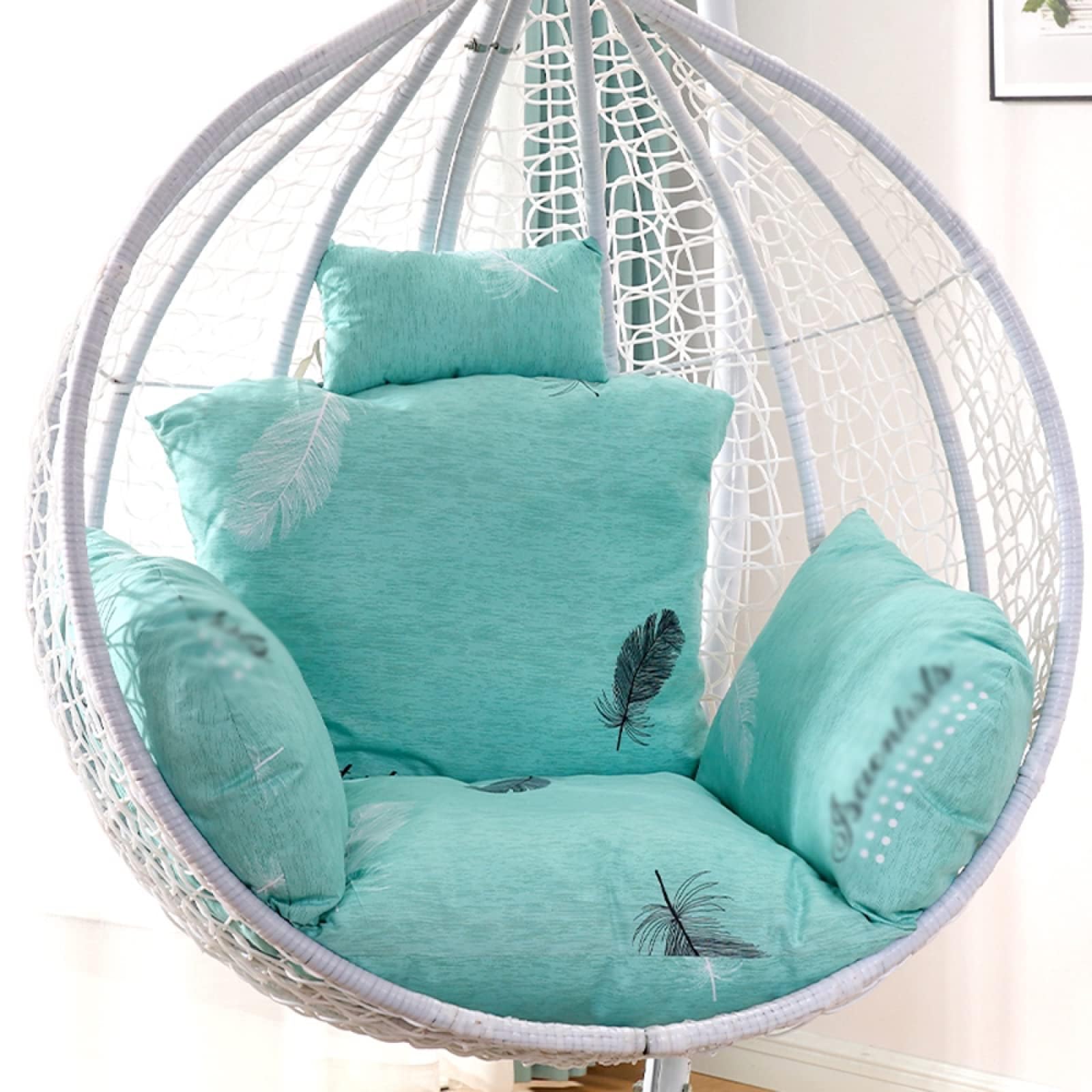Meiiron Egg Chair Cushion Replacement with Headrest, Printing Swing Egg Chair Cushion, Washable Thicken Hanging Hammock Chair Cushion, Patio Swing Seat Cushion(Color 2,55cm)