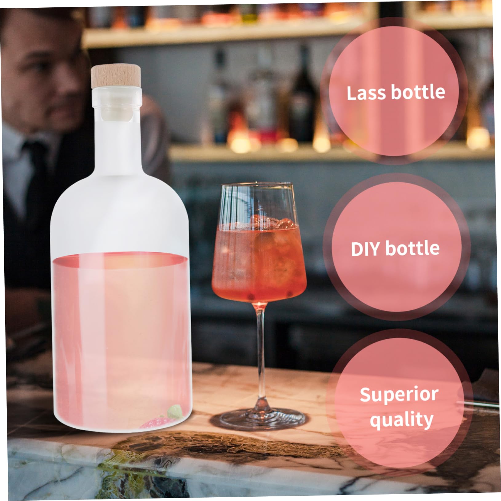 ABOOFAN 2Pcs Frosted Cork Bottles Empty Wine Bottles for DIY Fruit Wine Cider and Cocktails with Stopper for Home Brewing and Parties