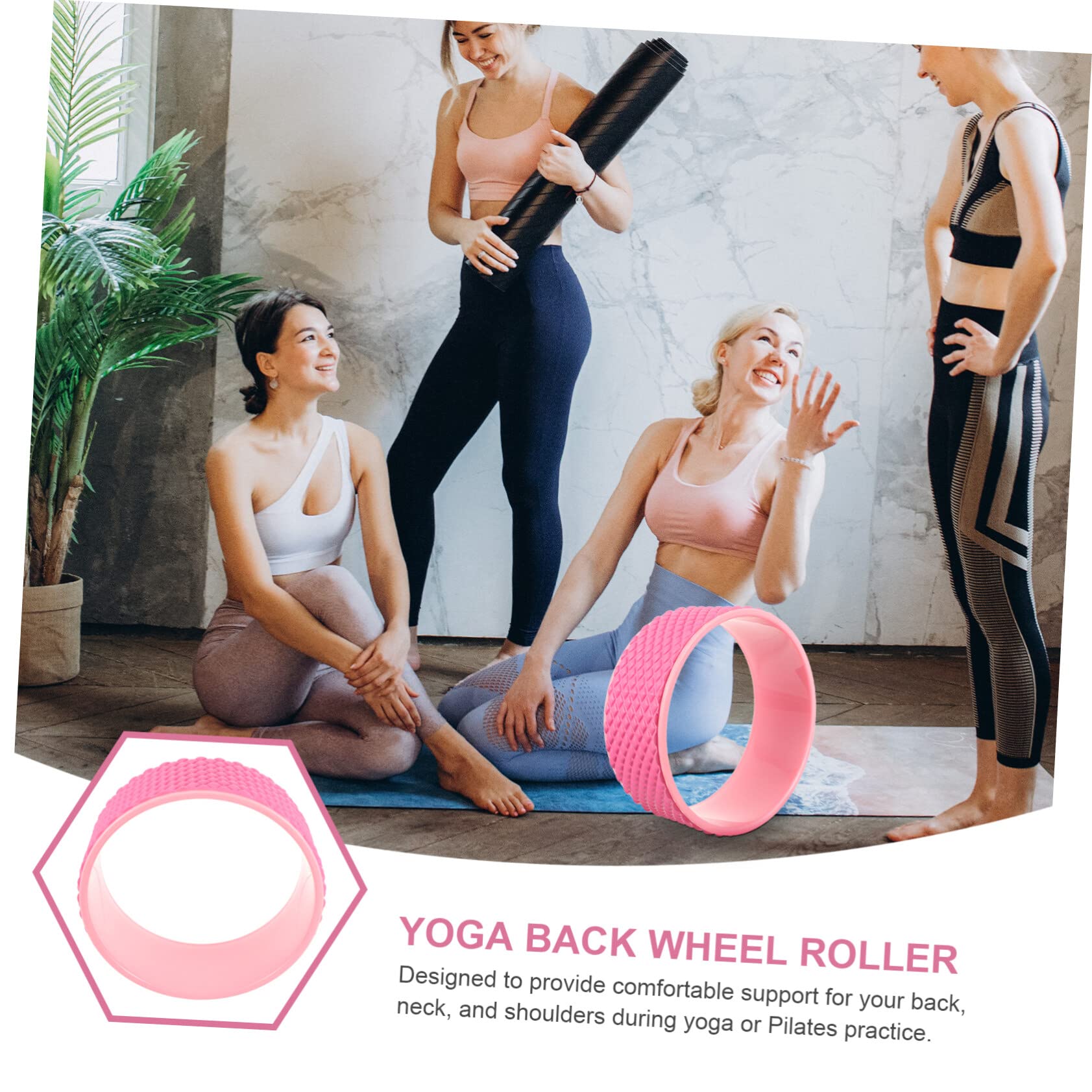 Veemoon Rodillo de Yoga Rodillo para la Espalda círculo de Yoga Antideslizante Yoga Accesorios Rueda de Entrenamiento de plástico Rueda de Espuma Pilates flexión hacia atrás