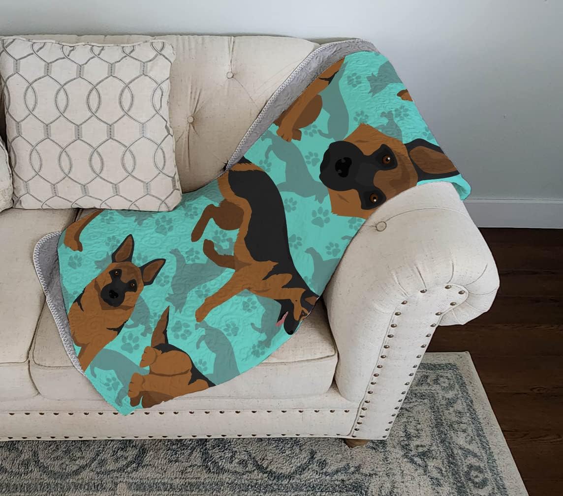 Caroline's Treasures MLM1010LQB German Shepherd Quilted Blanket 50x60 Artwork Pattern Quilted Throw Blanket for Bed, Couch, Sofa, Soft and Lightweight