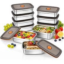 10 Pack 37oz Stainless Steel Food Storage Containers with Leak-Proof Lids, Stackable Meal Prep Lunch Boxes, BPA-Free, Dishwasher/Freezer Safe