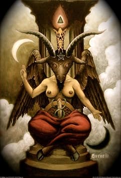 Baphomet Fabric Cloth Rolled Wall Poster Print - Size 36" x 24" / 20" x 13"