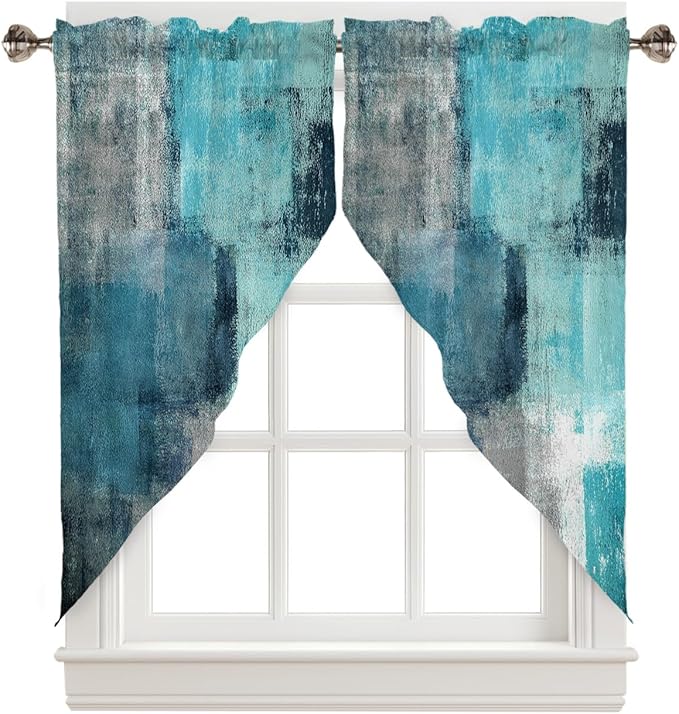 Swag Curtain Valances Turquoise Modern Art Abstract Painting Swag Valances for