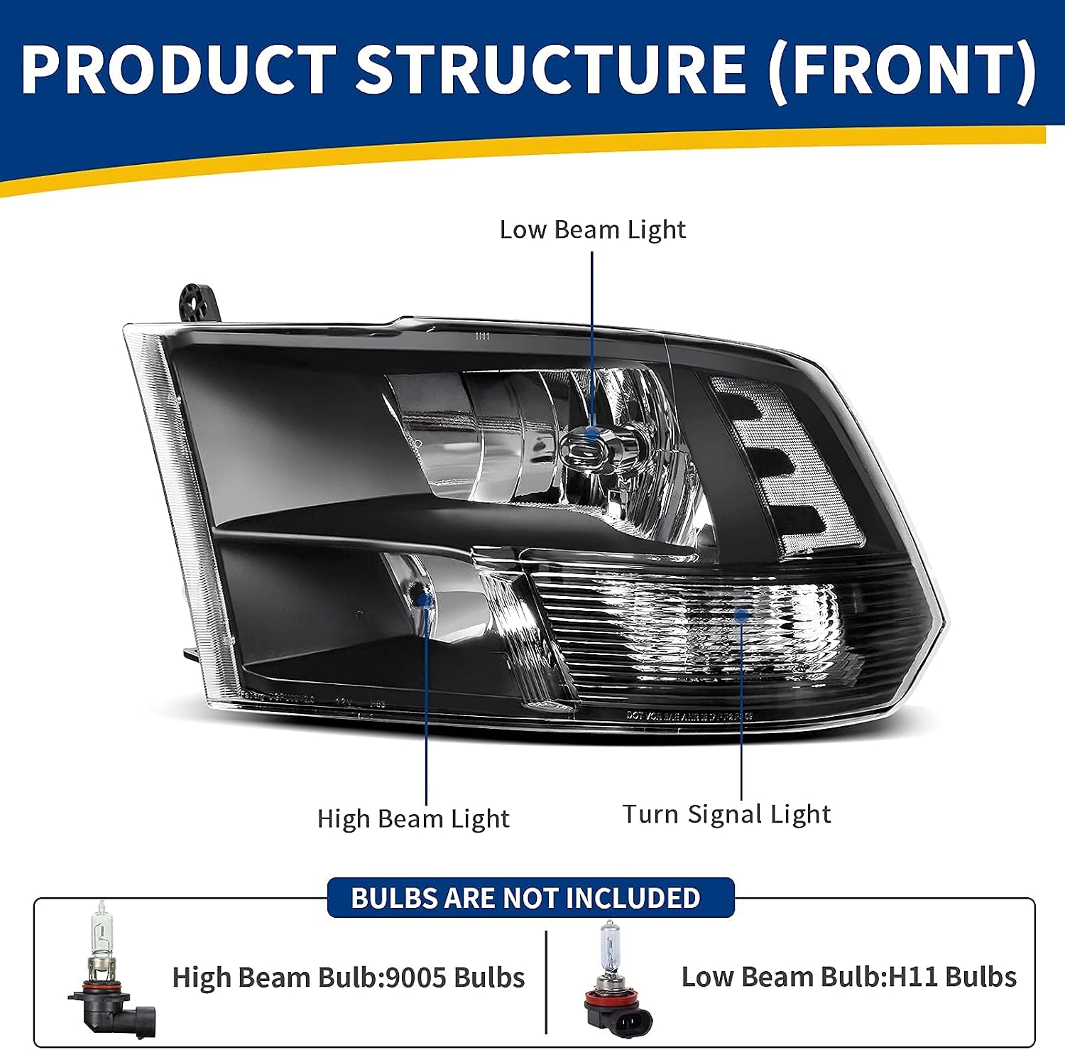 AUTOSAVER88 Headlights Assembly Compatible with 2009-2018 Dodge Ram 1500 2500 3500/2019-2022 Ram 1500 Classic Headlamp Replacement Clear Reflector Passenger and Driver Side (Only for Quad Models)