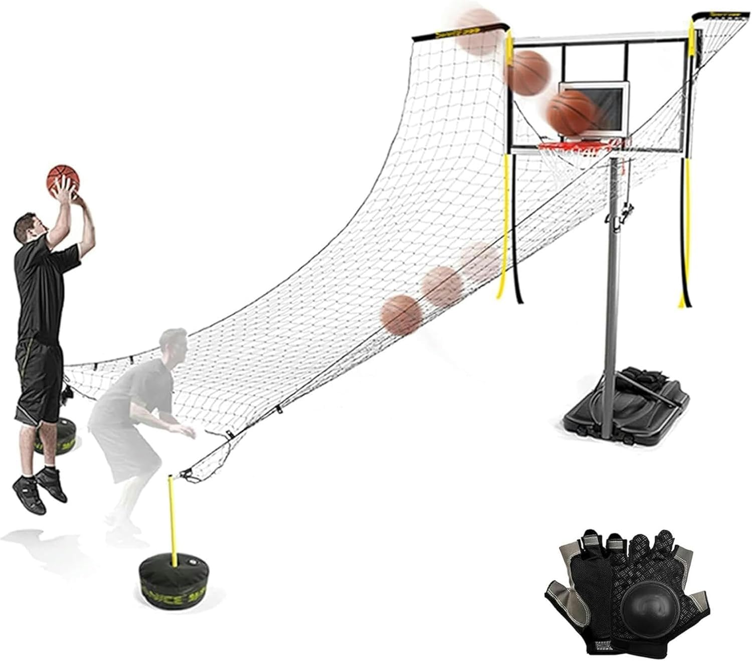 Basketball Rebounder Shot Returner Attachment Automatic Indoor Outdoor Return Net Training Aid for Hoop with Rotatable B