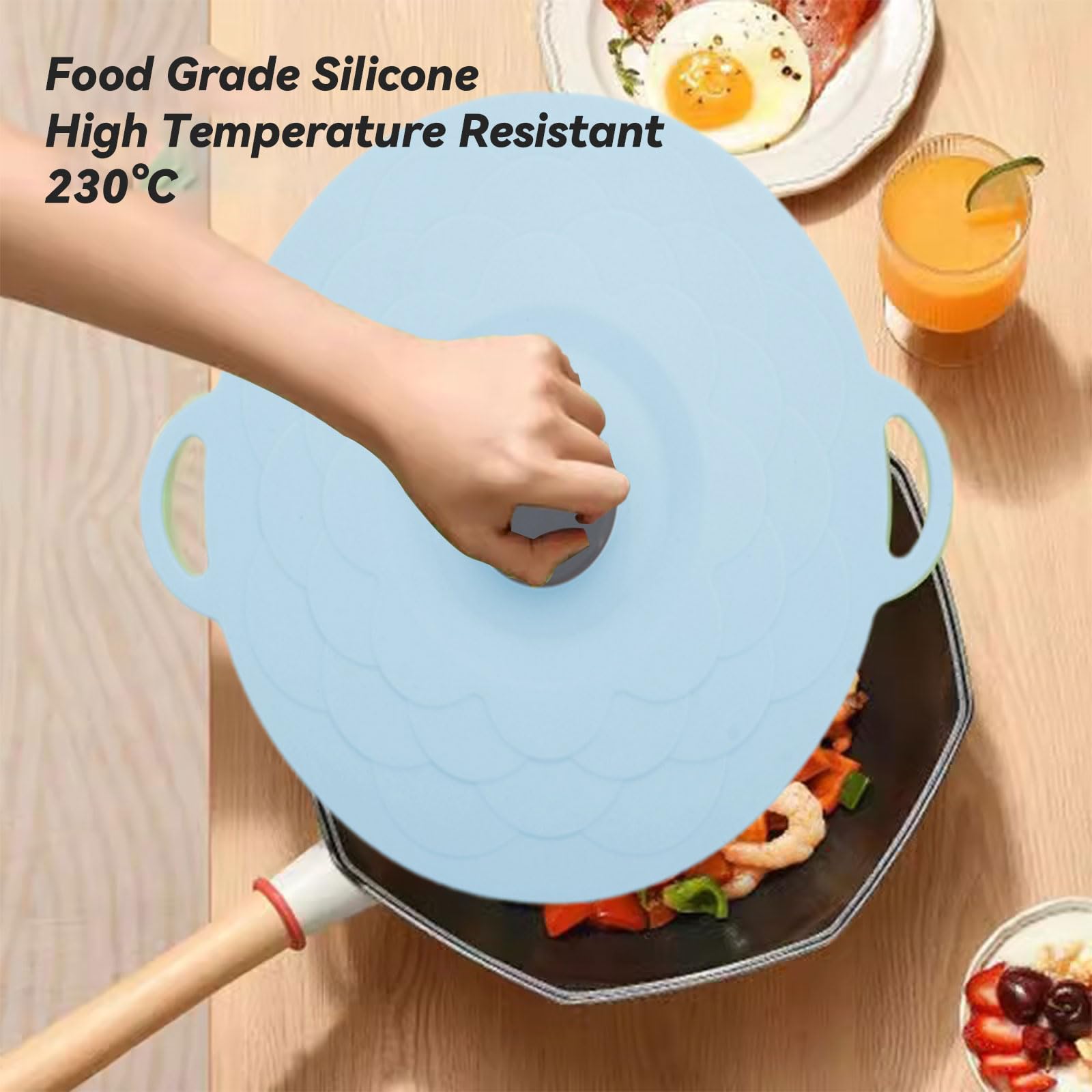 Jzhen 5pcs Couvercle Silicone Alimentaire - 5 Tailles Différentes à Ventouse en Silicone pour Bols, Casseroles, Assiettes, Tasses, Canettes
