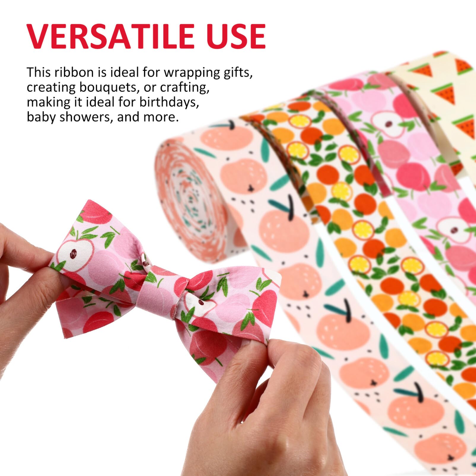 Operitacx 4rollen Sommer Früchte Dekoband Bunte Stoffbänder Für Bastelprojekte Geschenkverpackungen Und Blumensträuße Yards Aus Strapazierfähigem Polyamid Für Babyparty-dekorationen