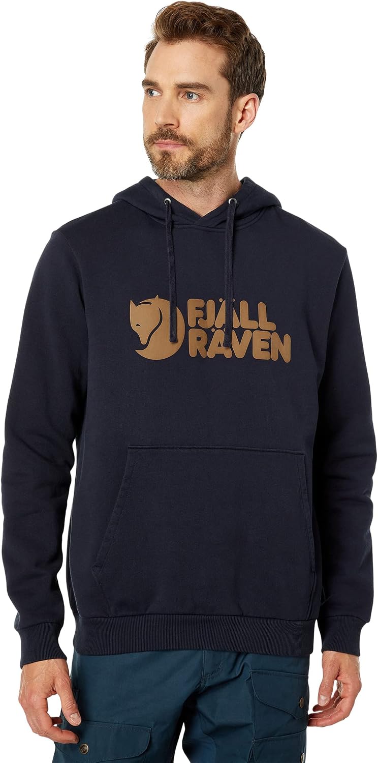 Fjällräven Logo Hoodie for Men Offers a Regular Fit with Long Sleeves, Attached Hood, and Kangaroo Pocket in a Pullover Style