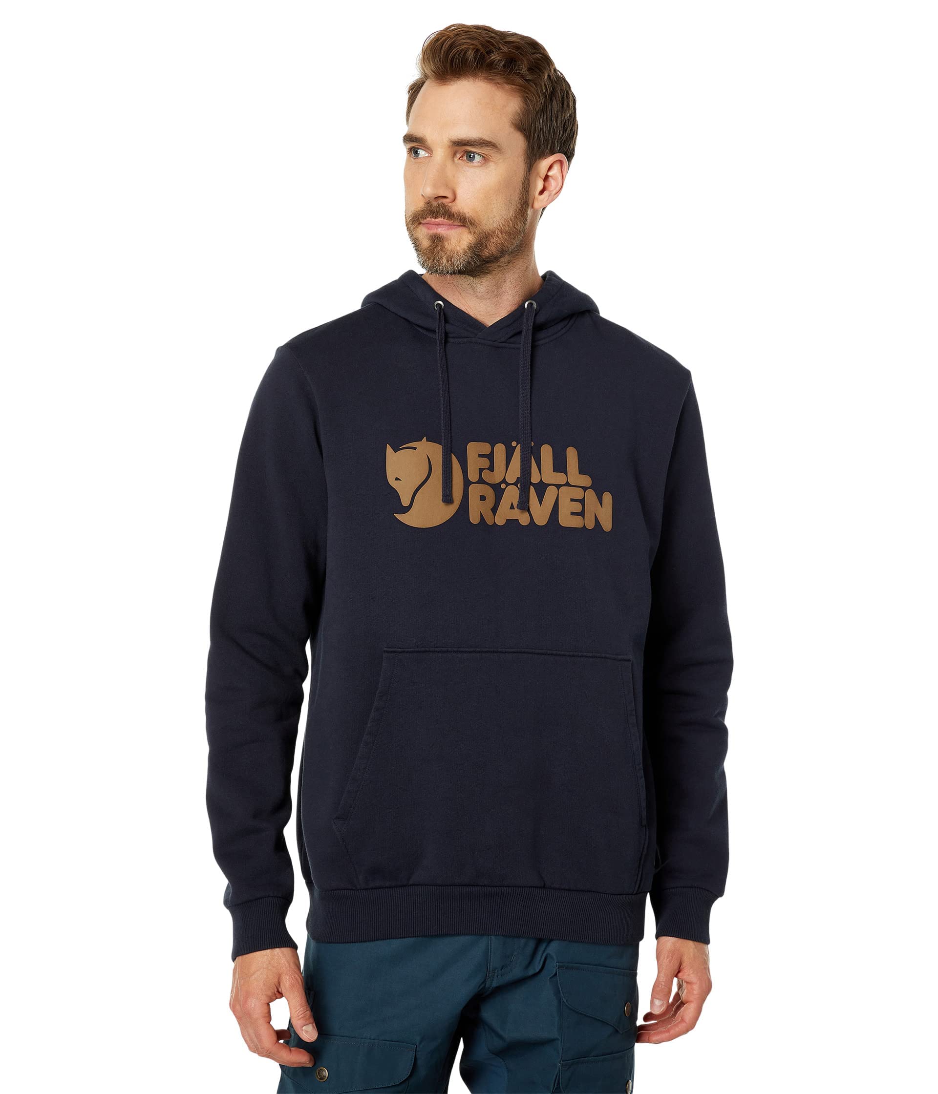 Fjallraven 84144-555 Fjällräven Logo Hoodie M Sweatshirt Men's Dark Navy Size XL