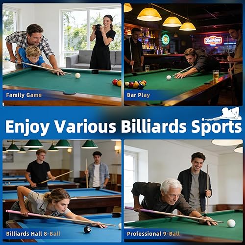 Miniatura 6 de AKLOT Tacos de billar de 57 pulgadas36 pulgadas, punta de 130.472 in, taco de madera de una pieza con palos de piscina de 2012 oz para adultos,