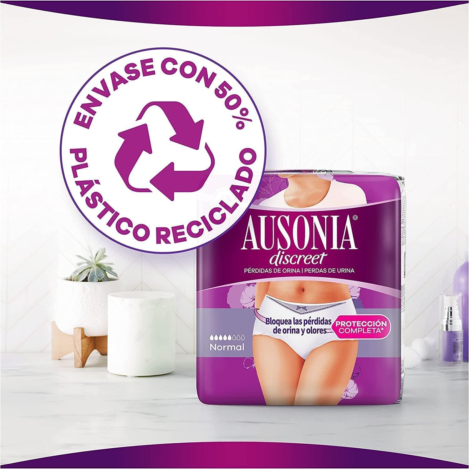 Ausonia Discreet Braguitas Para La Incontinencia Cintura Baja, Talla M, Pack de 32, Bloquea Pérdidas Y Olores, Cómodas Y Discretas
