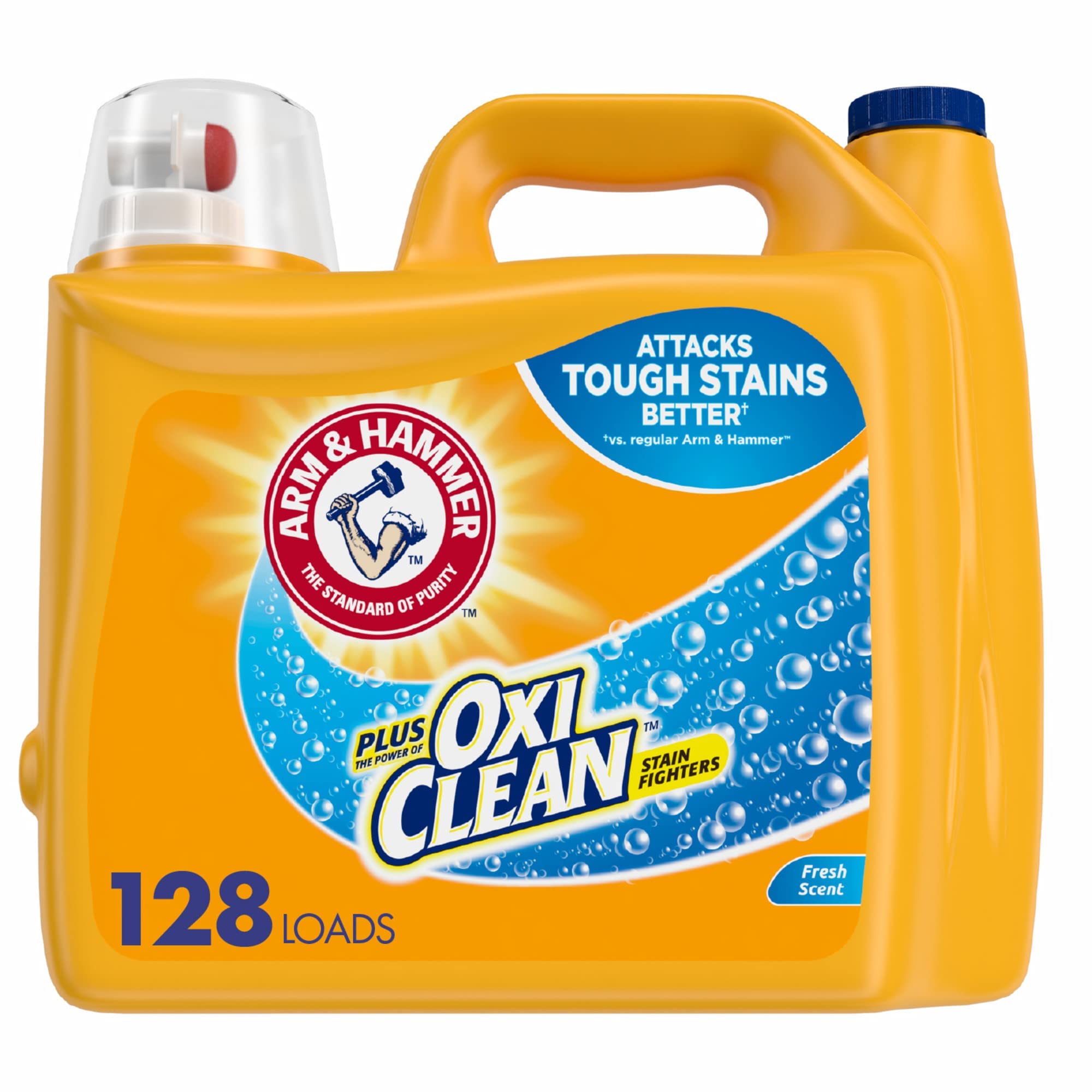 Arm &amp; Hammer Plus OxiClean Fresh Scent, 128 Loads Liquid Laundry Detergent, 224 Fl oz