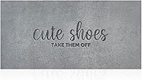 Vista 21 de Felpudo de entrada para entrada lindo cartel de zapatos Quítatelos Señal de bienvenida Felpudos para puerta delantera Felpudos divertidos