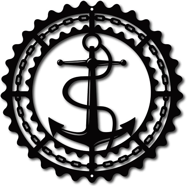CREATCABIN Boat Anchor Nautical Metal Wall Art Decorate Rustic Signs Black Hanging Cutout Decoration For Christmas Halloween Home Decoration Indoor Living Room Aesthetic Bedroom Decor 12x12inch