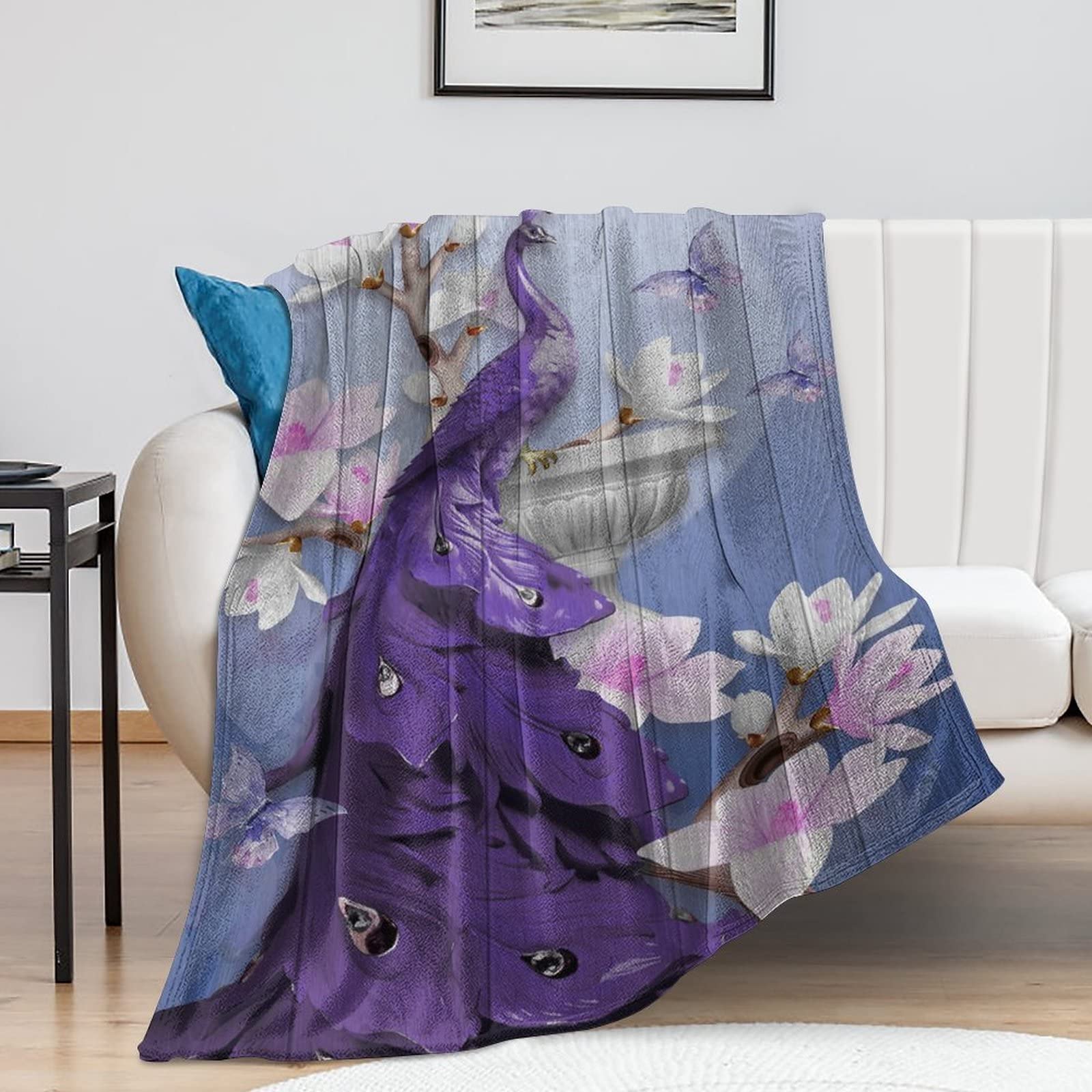 Couverture paon pour lit et canapé, le plaid chaud des moments cocooning