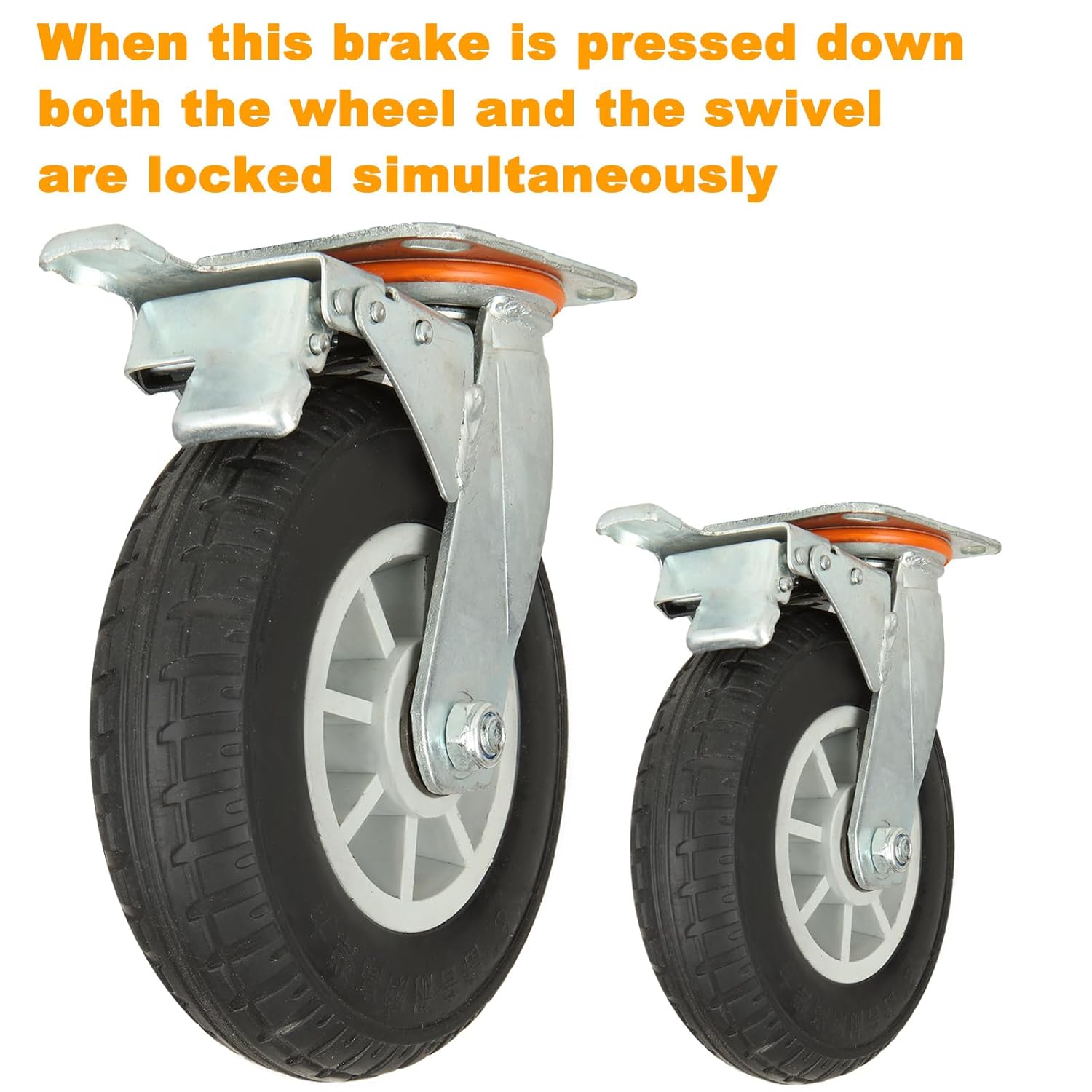 WOPPLXY 8 Inch Casters Set of 2 Heavy Duty Plate Casters, Locking Industrial Casters with Brake for Cart Furniture and Workbench Locking Replacement Load 3000Lbs