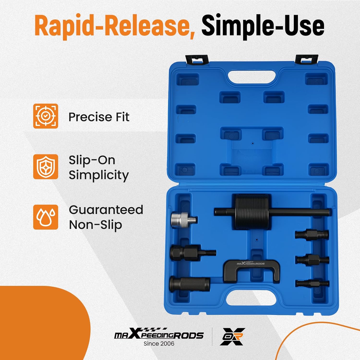 maXpeedingrods 8PCS Common Rail Diesel Injector Extractor Puller Set for Mercedes Benz CDI 611/612 / 613/646 / 647/648, Slide Hammer Puller with Injector Adaptors, Engine Tools