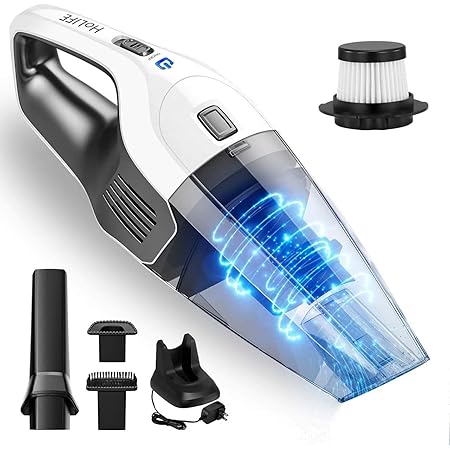 Holife Handheld Vacuum Cordless, 8500Pa 14.8V Powerful Suction Portable Hand Car Vac, Vacuum Cleaner 2200mAh Rechargeable Battery (Lightweight, Wet&Dry, 35min Working, 3h Charging) for Car and Home